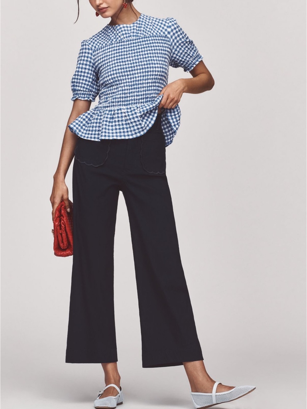 Anthropologie The Colette Scallop High-Rise Wide Leg Pants w/Magic Fabric!